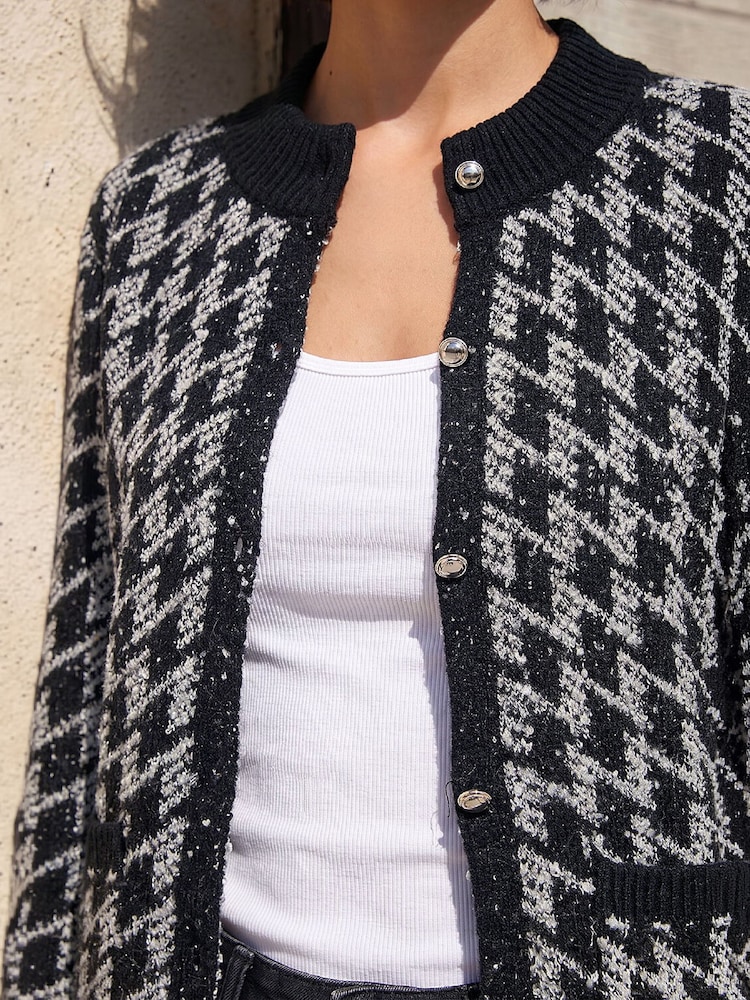 Roman Black Houndstooth Cardigan - Image 5 of 5