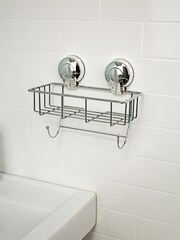 Showerdrape Chrome Suction Sponge Basket Wall Mounted Suctionloc - Image 1 of 4