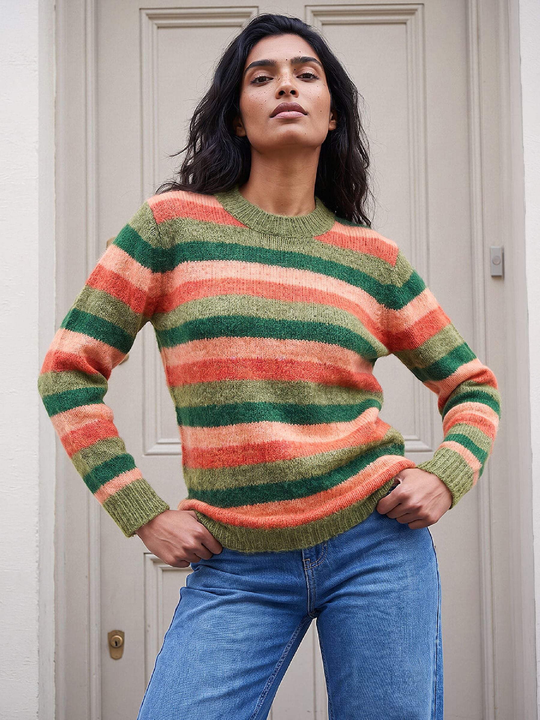 Roman Women's Orange Stripe Soft Knit Jumper In Size 20 - Image 7