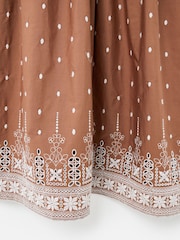 Oliver Bonas Brown Brown Broderie Spots V-Neck Puff Sleeve Midi Dress - Image 7 of 7