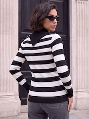 Roman Black Button Stripe Knit Jumper - Image 2 of 4