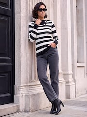 Roman Black Button Stripe Knit Jumper - Image 3 of 4