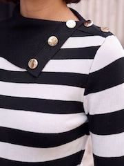Roman Black Button Stripe Knit Jumper - Image 4 of 4