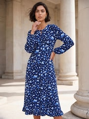 Roman Blue Abstract Keyhole Dress - Image 1 of 4