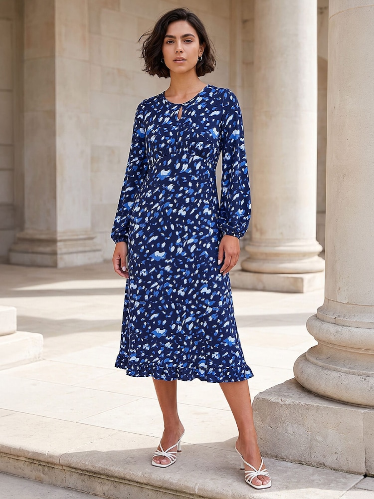 Roman Blue Abstract Keyhole Dress - Image 2 of 4