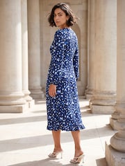 Roman Blue Abstract Keyhole Dress - Image 3 of 4