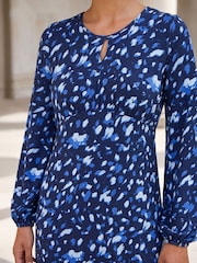 Roman Blue Abstract Keyhole Dress - Image 4 of 4