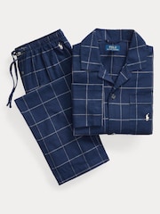 Polo Ralph Lauren Blue Plaid Flannel Pyjama Set - Image 6 of 8