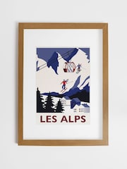 Joules Blue Alpine Apres Wood Mounted Framed Print Wall 53 x 73cm Art - Image 3 of 4