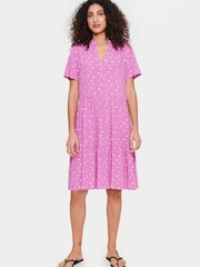 Saint Tropez Pink Eda Knee Length Short Sleeve Dress - Image 1 of 6