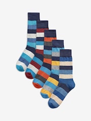 Stripe 5 Pack Cushioned Sole Comfort Socks - Image 1 of 6