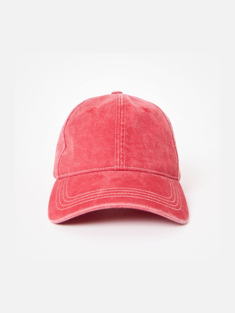Oliver Bonas Red Washed Red Denim Bow Cap Hat - Image 1 of 5 Oliver Bonas Red Washed Red Denim Bow Cap Hat - Image 1 of 5