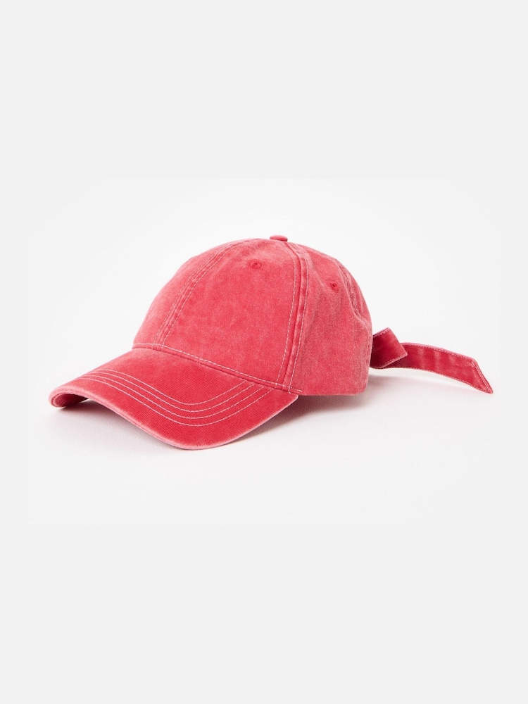 Oliver Bonas Red Washed Red Denim Bow Cap Hat - Image 2 of 5 Oliver Bonas Red Washed Red Denim Bow Cap Hat - Image 2 of 5