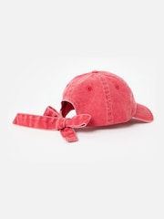 Oliver Bonas Red Washed Red Denim Bow Cap Hat - Image 3 of 5