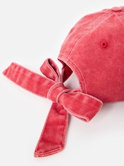 Oliver Bonas Red Washed Red Denim Bow Cap Hat - Image 5 of 5
