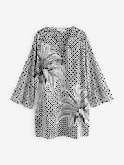 Black/White Palm Cover-Up Kaftan - Image 6 of 7