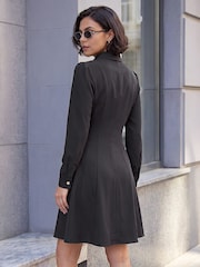 Roman Black Button Shirt Dress - Image 2 of 4
