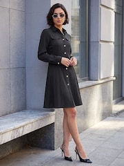 Roman Black Button Shirt Dress - Image 3 of 4