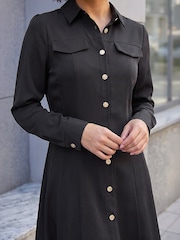Roman Black Button Shirt Dress - Image 4 of 4