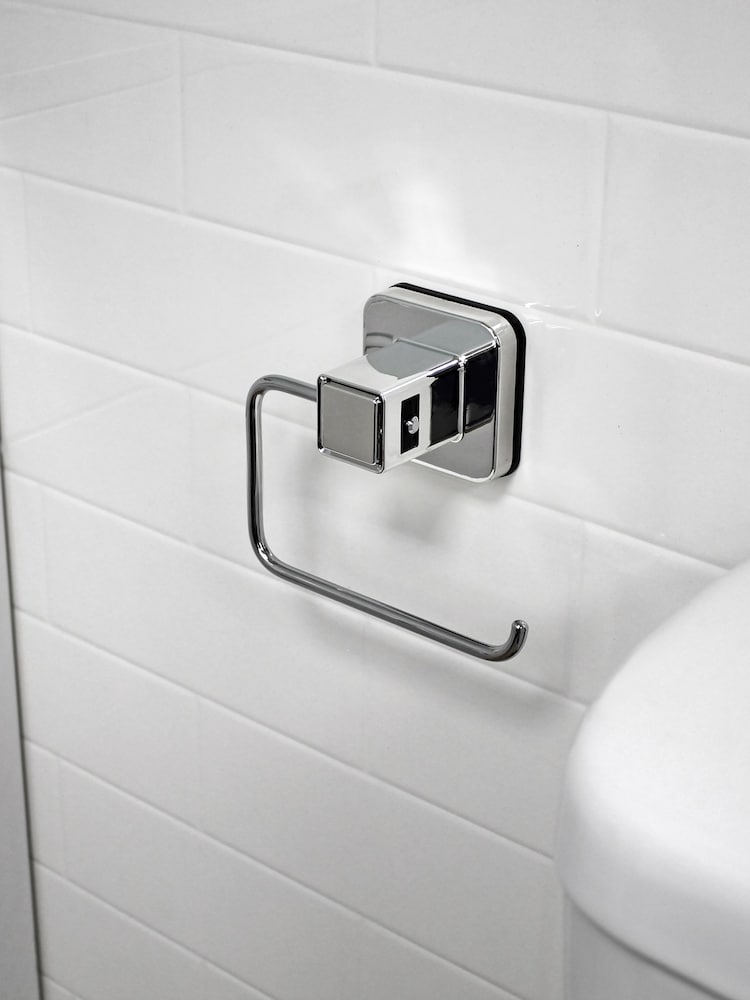 Showerdrape Chrome Suction Wall Mounted Toilet Roll Holder Pushloc - Image 1 of 5