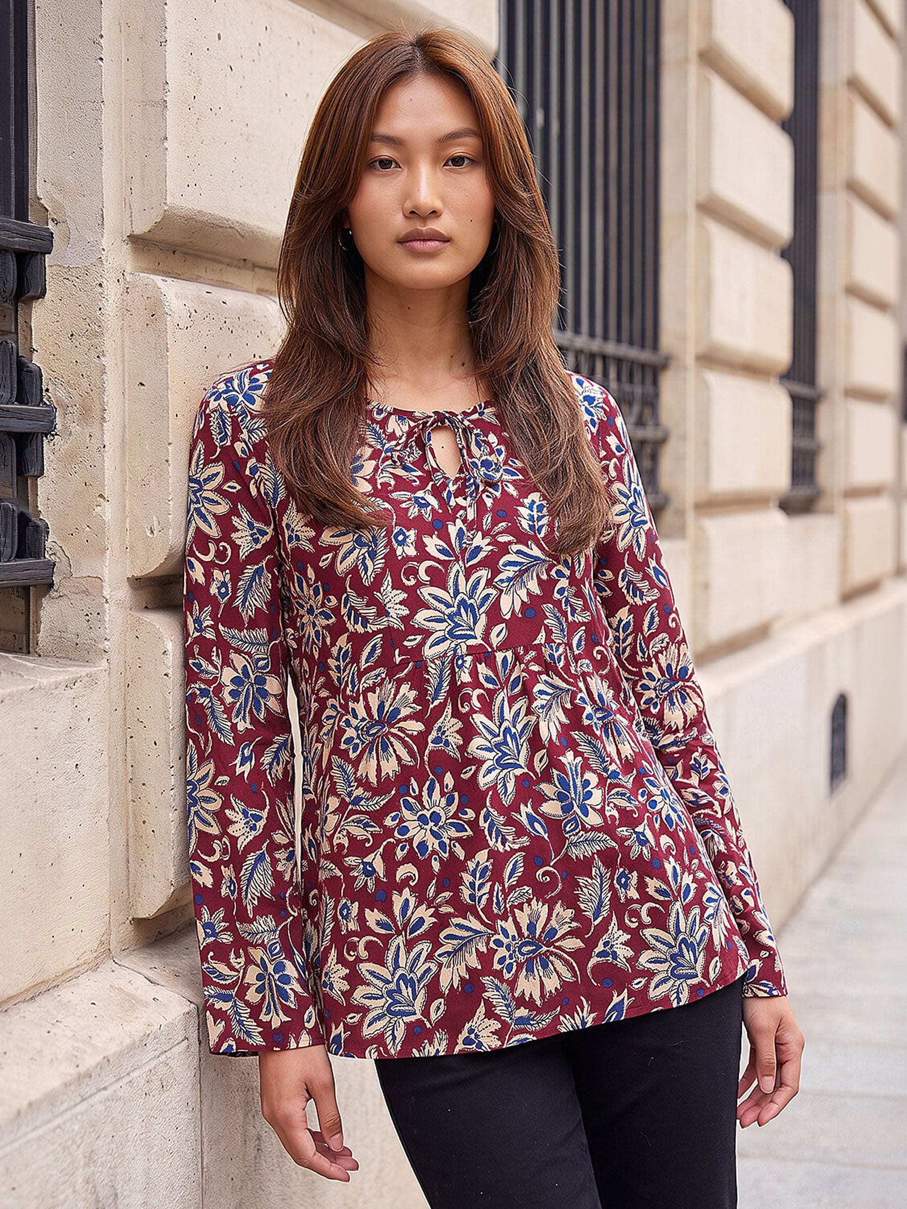 Roman Women's Burgundy Floral Soft Touch Top In Size 20 - Image 2