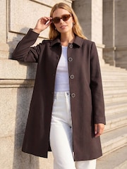 Roman Brown Buttoned Swing Coat - Image 1 of 4