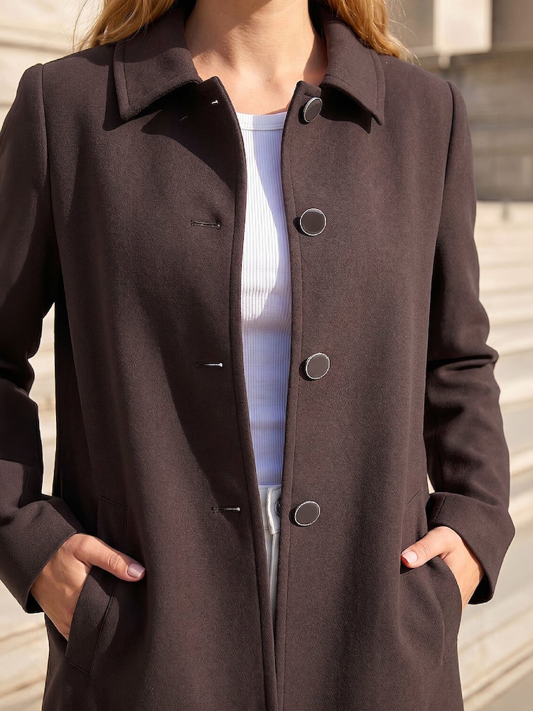 Roman Brown Buttoned Swing Coat - Image 4 of 4 Roman Brown Buttoned Swing Coat - Image 4 of 4