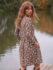 Roman Orange Floral Ruched Dress - Image 2 of 4