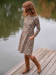 Roman Orange Floral Ruched Dress - Image 3 of 4
