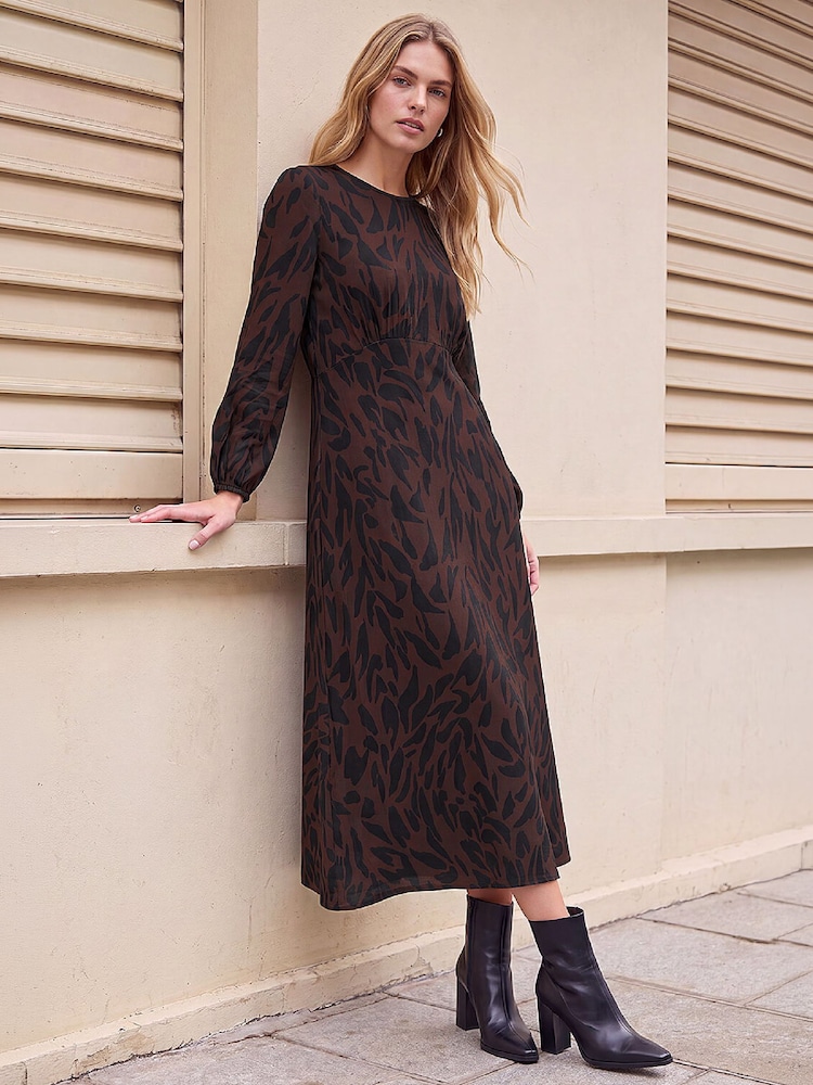 Buy Roman Brown Animal A-Line Midi Dress from the Next UK online shop