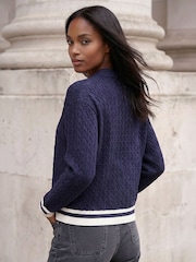 Roman Blue Cable Collar Cardigan - Image 2 of 4
