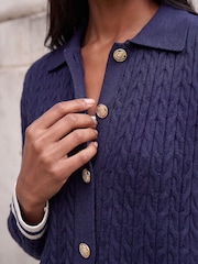Roman Blue Cable Collar Cardigan - Image 4 of 4