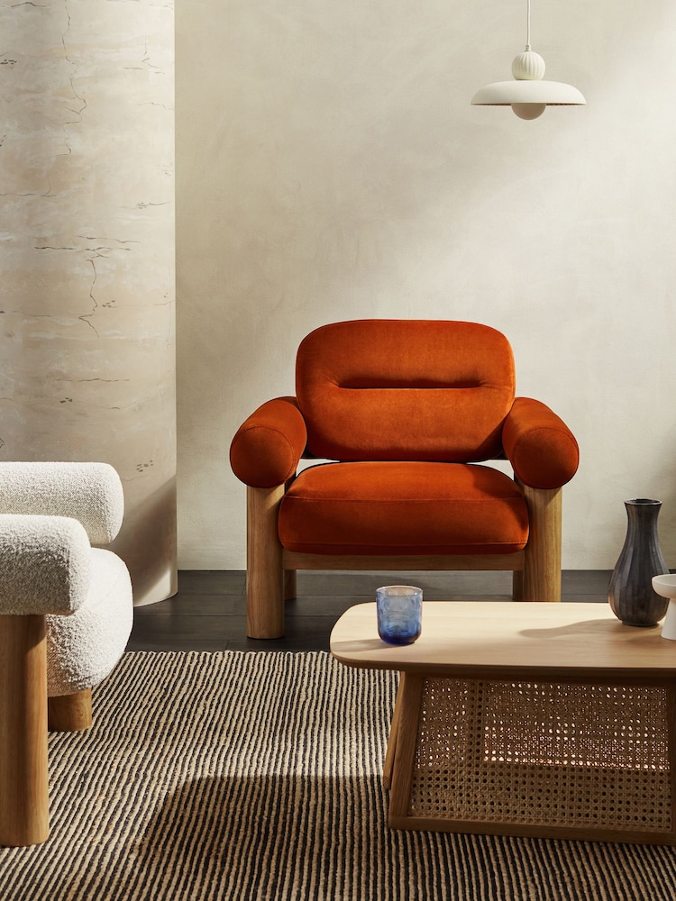 MADE.COM Velvet Cinnamon Orange Maxton Chair - Image 2 of 5