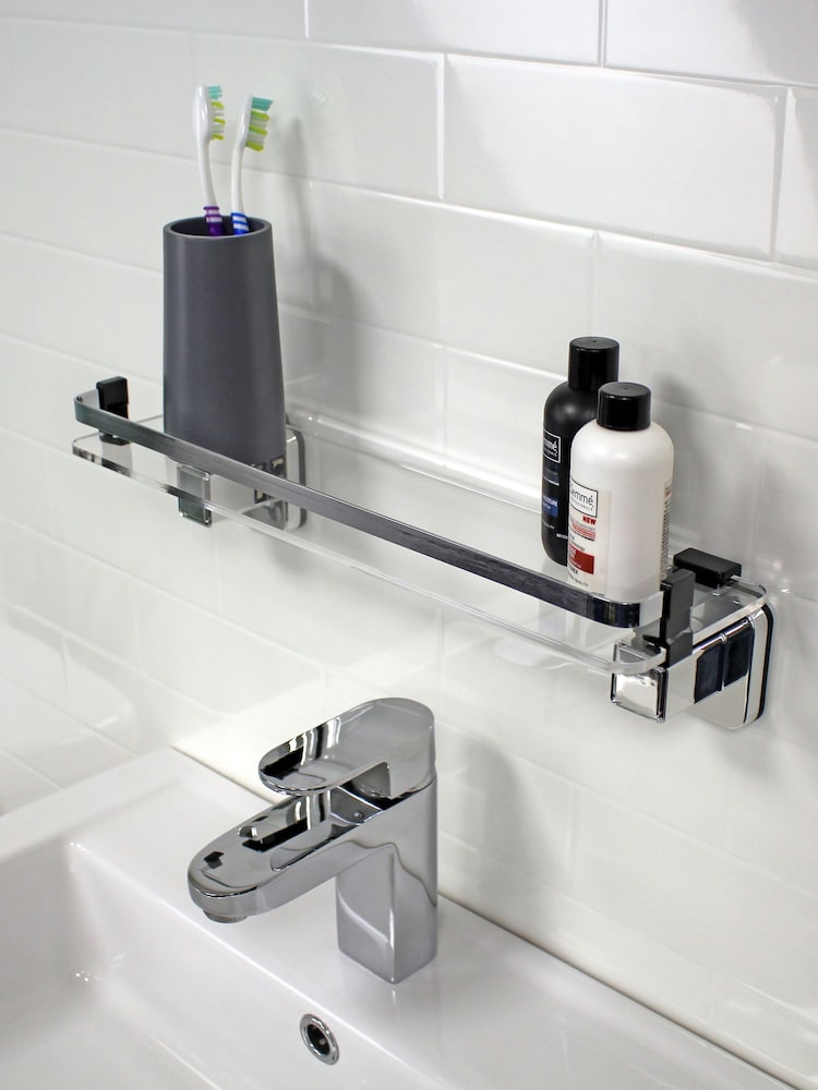 Showerdrape Chrome Suction Wall Mounted Vanity Shelf Pushloc - Image 2 of 5