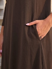 Roman Brown A-Line Pocket Detail Swing Dress - Image 4 of 4