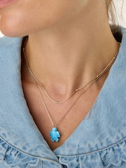 Oliver Bonas Blue Tina Turtle Charm Double Row Necklace - Image 3 of 3