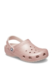 Crocs Pale Pink Kids Classic Glitter Clogs - Image 4 of 8