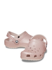Crocs Pale Pink Kids Classic Glitter Clogs - Image 5 of 8