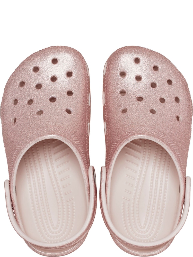 Crocs Pale Pink Kids Classic Glitter Clogs - Image 6 of 8