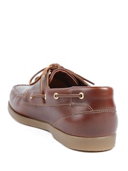 Jones Bootmaker Leather Brown Regular Fit Parsons Leather Boat Shoes - Image 2 of 5