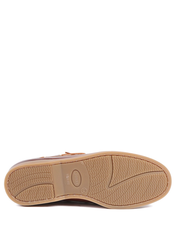 Jones Bootmaker Leather Brown Regular Fit Parsons Leather Boat Shoes - Image 5 of 5