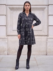 Roman Black Denim Jacquard Dress - Image 2 of 4