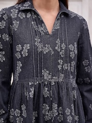 Roman Black Denim Jacquard Dress - Image 4 of 4