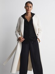 Reiss Black Evie Wool Blend Hooded Cardigan - Image 3 of 6