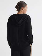 Reiss Black Evie Wool Blend Hooded Cardigan - Image 6 of 6