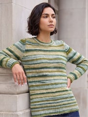 Roman Green Wool Blend Striped Stretch Jumper - Image 1 of 4