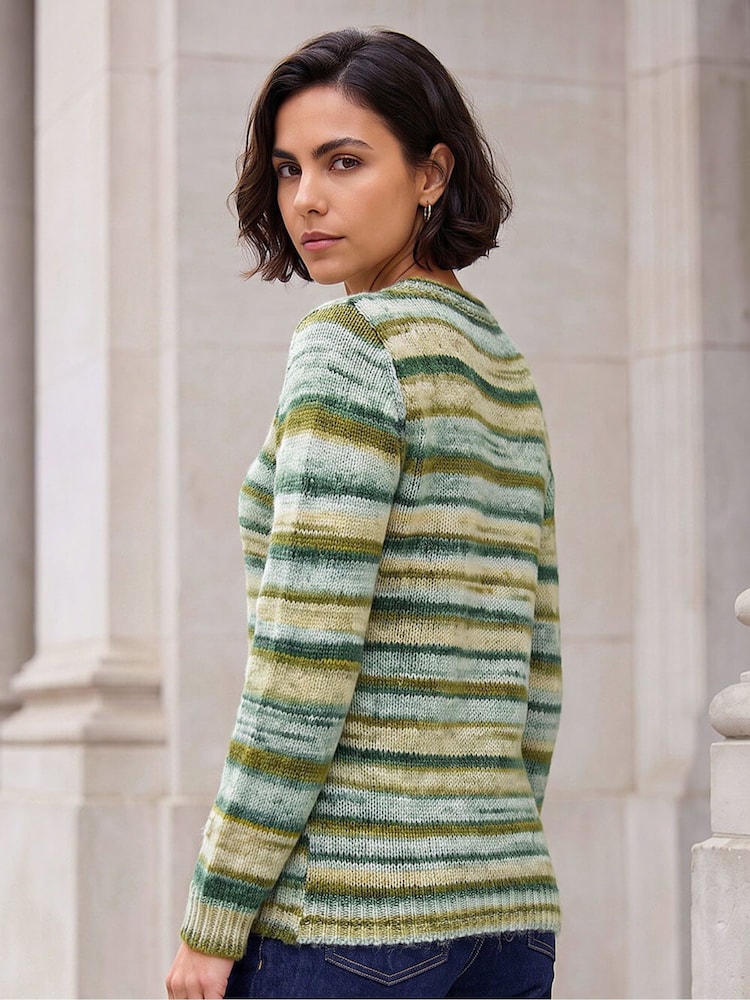 Roman Green Wool Blend Striped Stretch Jumper - Image 2 of 4