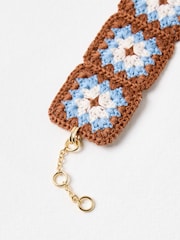 Oliver Bonas Brown Alison Brown & Blue Crochet Squares Bracelet - Image 4 of 5