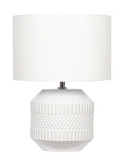 Pacific White White Embossed Geo Ceramic Table Lamp - Image 2 of 2
