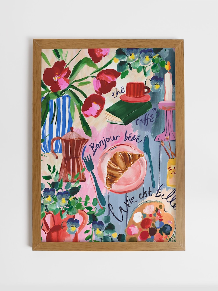 Joules Bonjour Bebe, impression encadrée en bois, art mural - Image 2 de 4